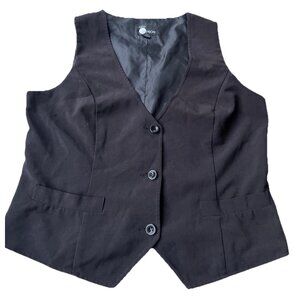 Vintage First Option Plaid Vest Jacket Button Black Women’s Size 10 Formal